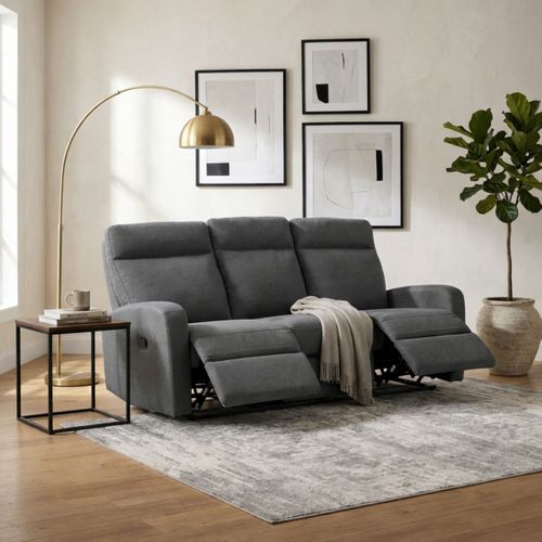 Canapé Relax 3 Places OSCAR Tissu Gris Clair