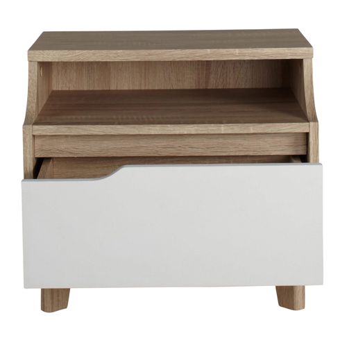 Chevet 1 tiroir 1 niche Nordic imitation chêne et blanc