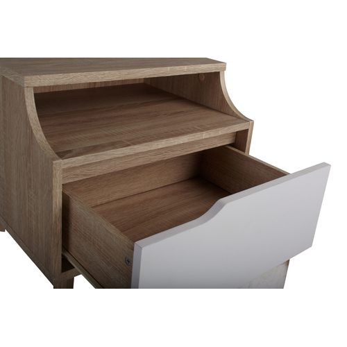 Chevet 1 tiroir 1 niche Nordic imitation chêne et blanc