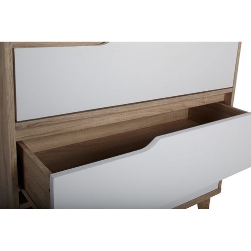Commode 3 tiroirs Nordic imitation chêne et blanc