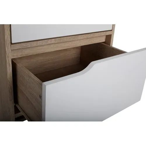 Chiffonnier 5 tiroirs Nordic imitation chêne et blanc