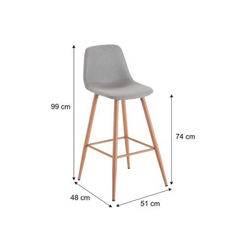 Tabouret de bar H.74 cm LYNETTE Gris