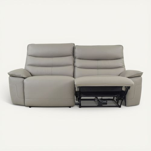 Canapé 3 places 2 relax électrique  EVOGG cuir et croûte taupe gris vue de face