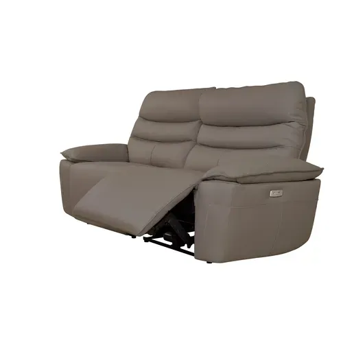 Canapé 3 places 2 relax électriques EVOGG cuir et croûte marron glacé vue de profil