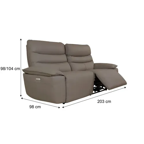 Canapé 3 places 2 relax électriques EVOGG cuir et croûte marron glacé