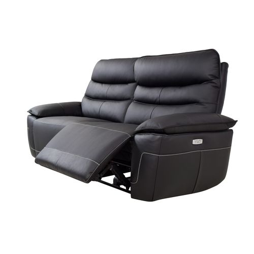 Canapé 3 places 2 relax électriques EVOGG cuir et croûte de cuir noir