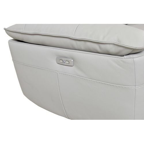 Canapé 3 places 2 relax électriques EVOGG cuir et croûte cuir gris clair vue accessoires
