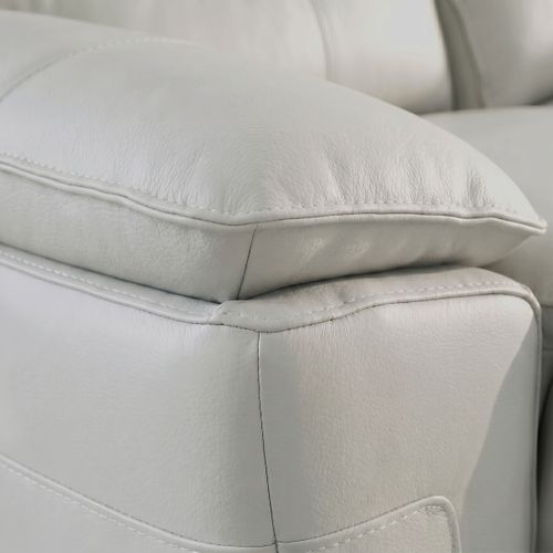 Canapé 3 places 2 relax électriques EVOGG cuir et croûte cuir gris clair vue détaillée