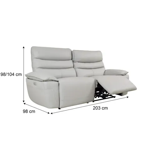 Canapé 3 places 2 relax électriques EVOGG cuir et croûte cuir gris clair