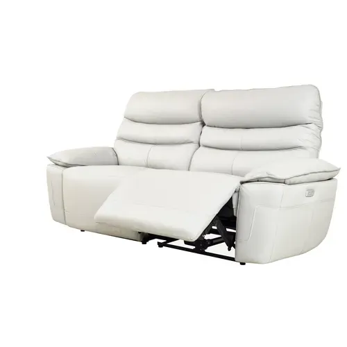 Canapé 3 places 2 relax électriques EVOGG cuir et croûte de cuir blanc