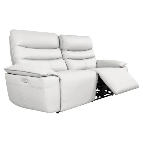 Canapé 3 places 2 relax électriques EVOGG cuir et croûte de cuir blanc