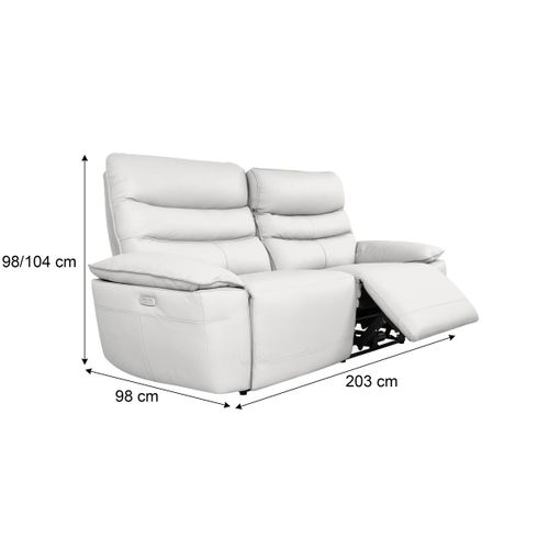 Canapé 3 places 2 relax électriques EVOGG cuir et croûte de cuir blanc