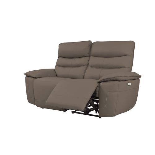 Canapé 2 places 2 relax électriques EVOGG cuir et croûte marron glacé vue de profil