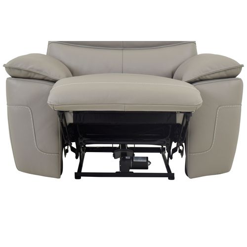 Fauteuil relax électrique EVOGG cuir et croûte taupe et gris vue détaillée