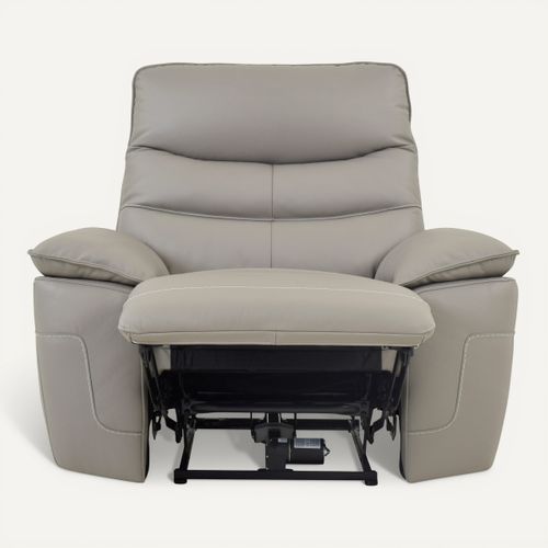 Fauteuil relax électrique EVOGG cuir et croûte taupe et gris vue de face