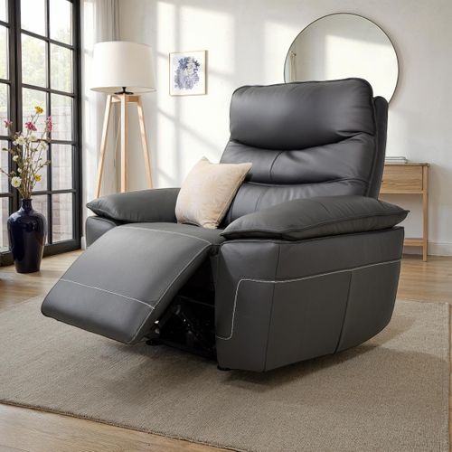 Fauteuil relax électrique EVOGG cuir et croûte gris foncé