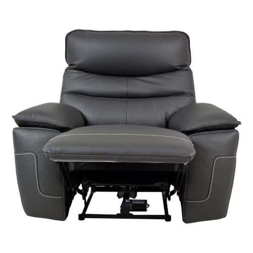 Fauteuil relax électrique EVOGG cuir et croûte gris foncé
