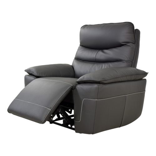 Fauteuil relax électrique EVOGG cuir et croûte gris foncé