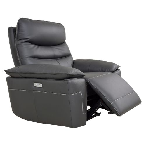Fauteuil relax électrique EVOGG cuir et croûte gris foncé