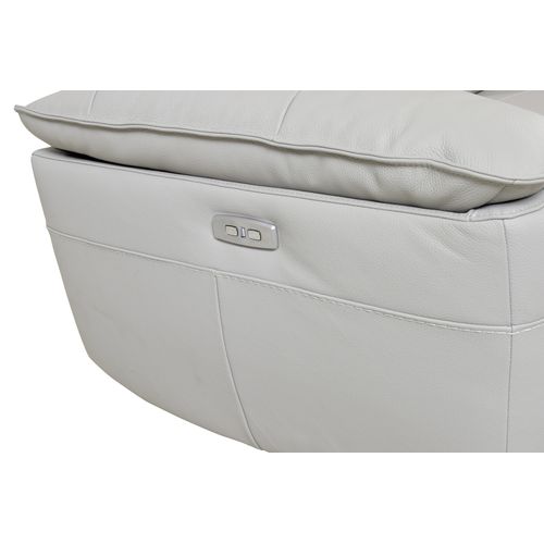 Fauteuil relax électrique EVOGG cuir et croûte gris clair