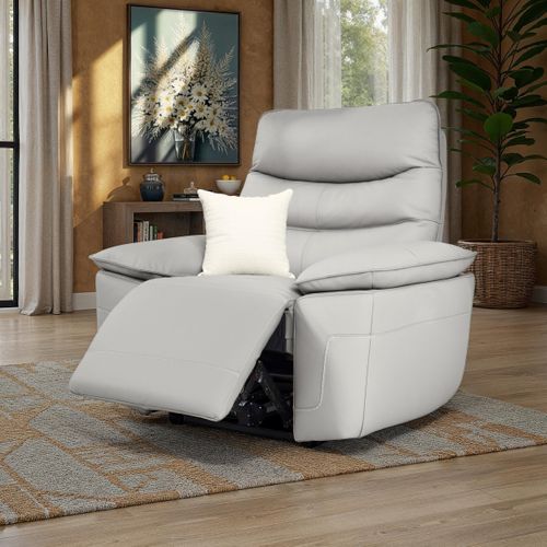 Fauteuil relax électrique EVOGG cuir et croûte gris clair