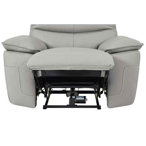 Fauteuil relax électrique EVOGG cuir et croûte gris clair