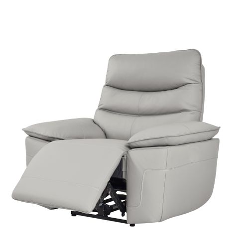 Fauteuil relax électrique EVOGG cuir et croûte gris clair