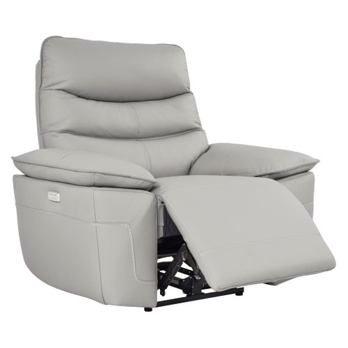 Fauteuil relax électrique EVOGG cuir et croûte gris clair