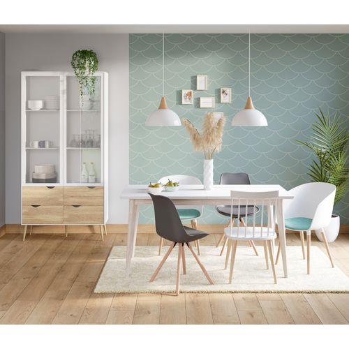 Table extensible L160-200 cm MALENA scandinave bois et blanc