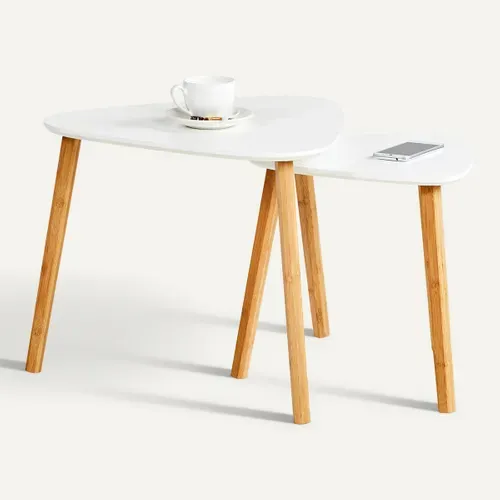 Table basse gigogne scandinave LOUKA Blanc vue de face