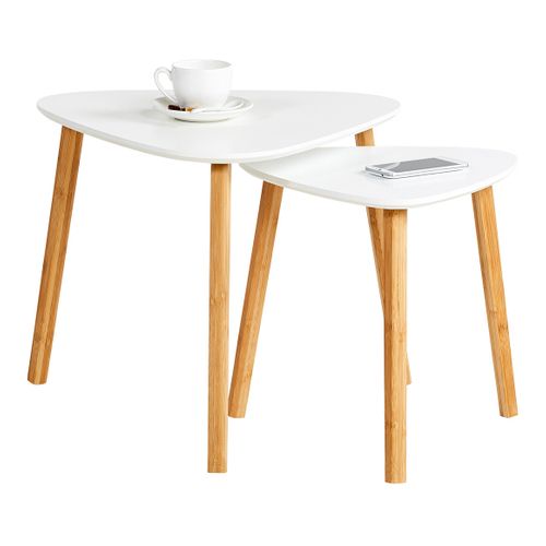 Table basse gigogne scandinave LOUKA Blanc vue de profil