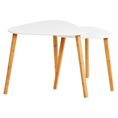 Table basse gigogne scandinave LOUKA Blanc vue 3/4