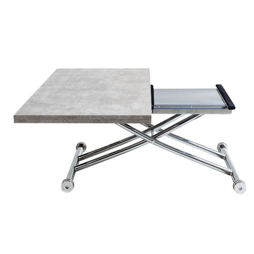 Table relevable 2 en 1 LILIAN Imitation béton et chrome vue détaillée