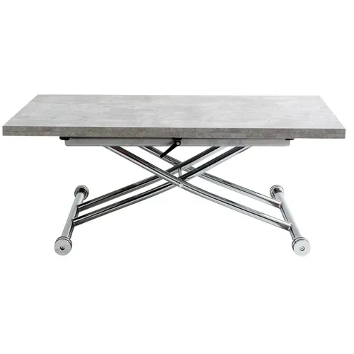 Table relevable 2 en 1 LILIAN Imitation béton et chrome vue de face