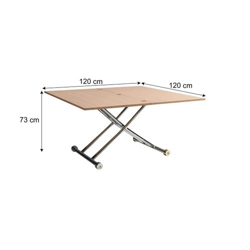 Table relevable 2 en 1 LILIAN Imitation chêne et chrome