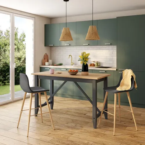 Tabouret de bar H. 74 cm LYNETTE Vert kaki vue d'ambiance 1