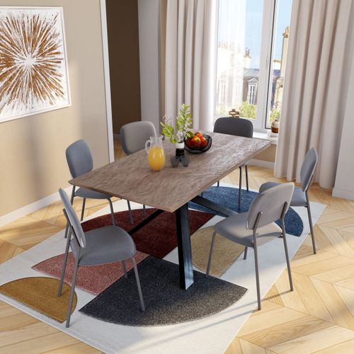 Table à manger L.180 cm ARYA imitation chêne gris et noir
