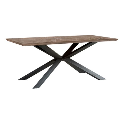 Table à manger L.180 cm ARYA imitation chêne gris et noir