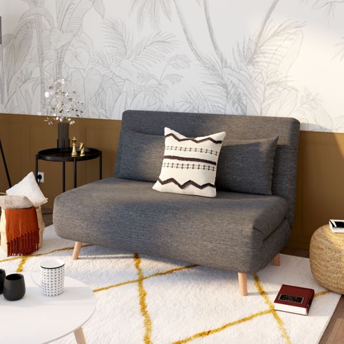 Canapé 2 places convertible IGLOO tissu gris
