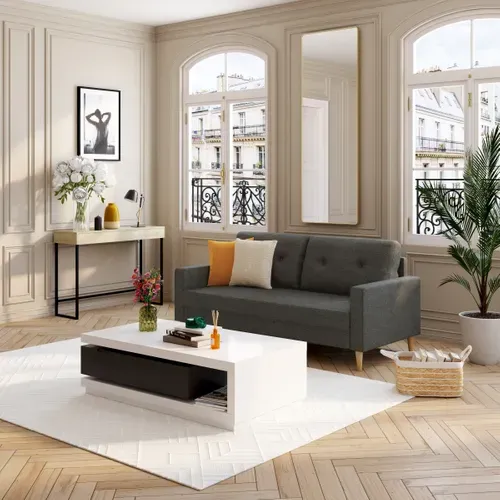 Canapé 3 places DARIO tissu Gris anthracite