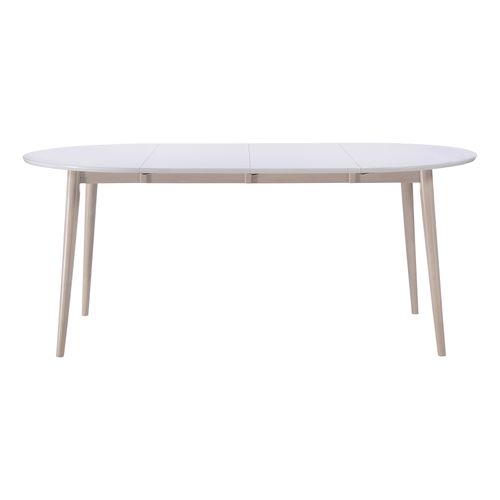 Table ronde + 2 extensions L.100 à 180 cm MALENA scandinave Bois et blanc