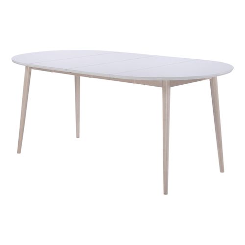 Table ronde + 2 extensions L.100 à 180 cm MALENA scandinave Bois et blanc