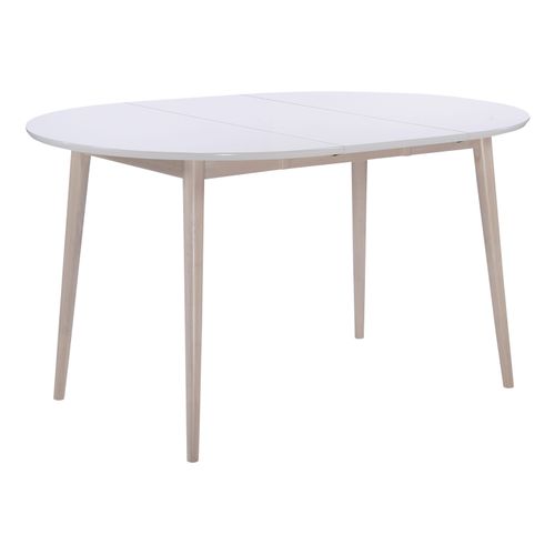 Table ronde + 2 extensions L.100 à 180 cm MALENA scandinave Bois et blanc