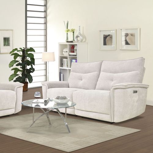 Canapé relax 3 places 3 moteurs ADAM tissu gris beige