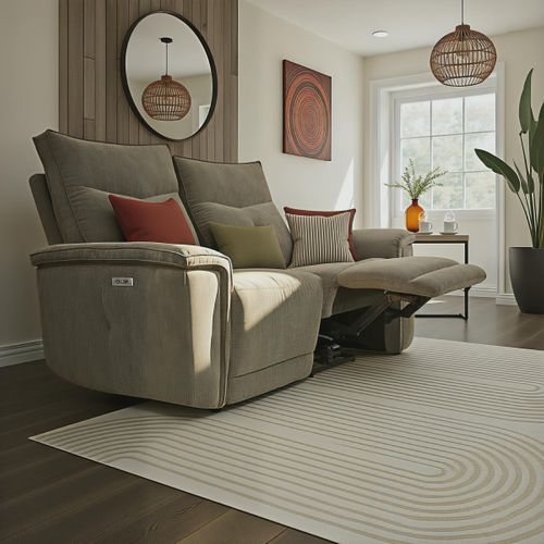 Canapé relax 2 places 2 moteurs ADAM tissu marron