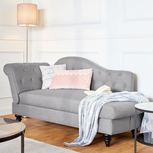 Méridienne convertible avec coffre LALOU Tissu gris