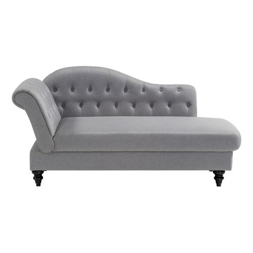 Méridienne convertible avec coffre LALOU Tissu gris