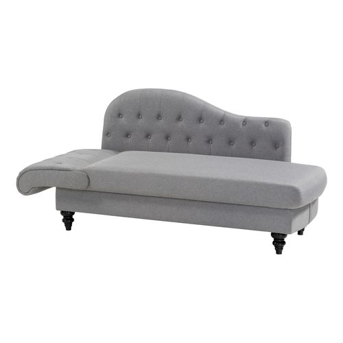 Méridienne convertible avec coffre LALOU Tissu gris