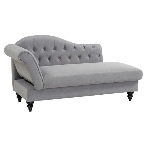 Méridienne convertible avec coffre LALOU Tissu gris