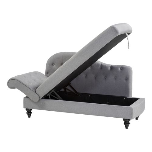 Méridienne convertible avec coffre LALOU Tissu gris